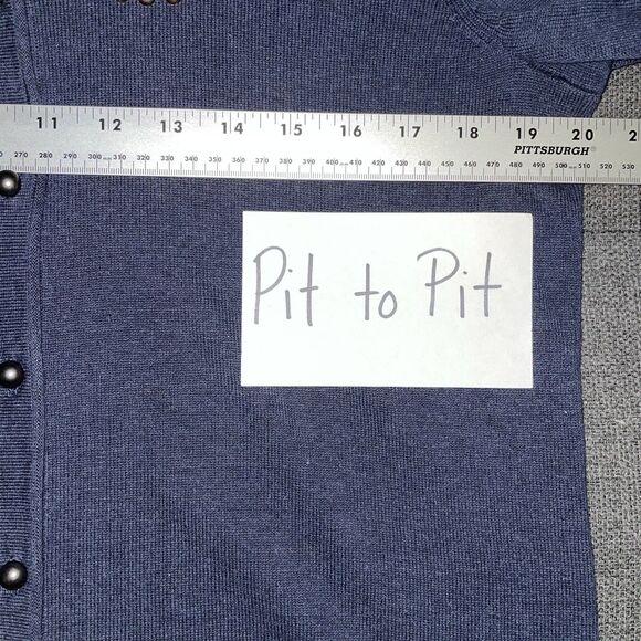 Christopher & Banks Button Up Knit Cardigan 3/4‎ Sleeve Beads Embellished Large - Picture 6 of 9